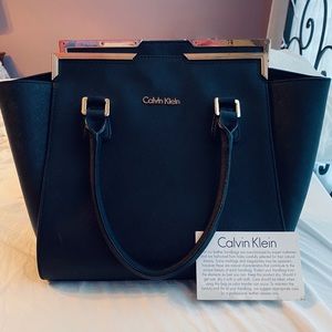 Black leather Calvin Klein handbag